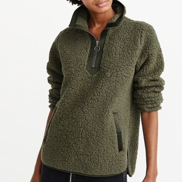 abercrombie and fitch sherpa half zip